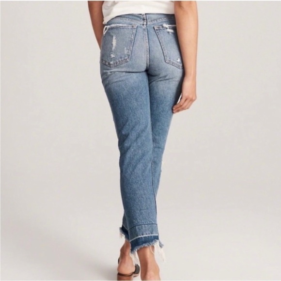 Abercrombie & Fitch A&F Annie High Rise Girlfriend Jeans Distressed - Picture 2 of 12